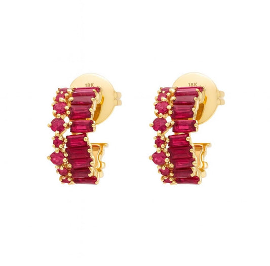 Earring Ruby Yellow Gold 18k 2.38 ct