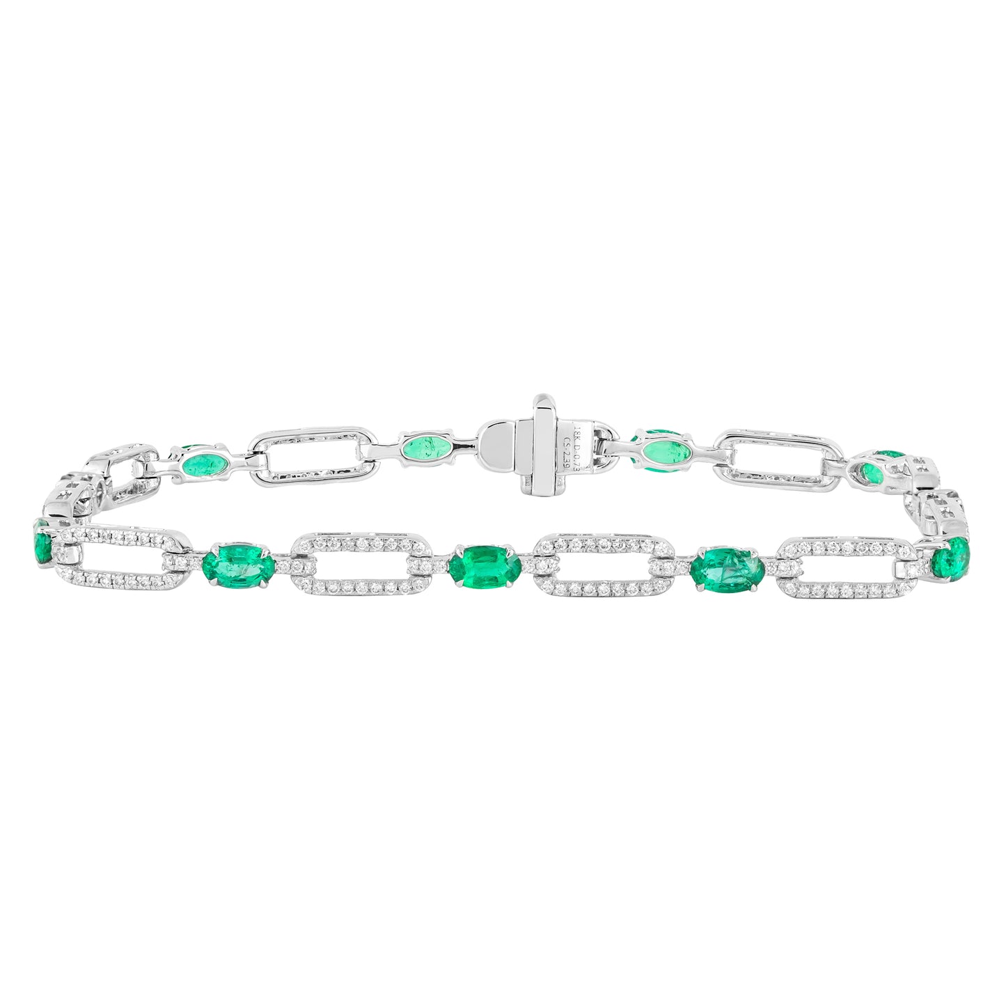 Bracelet Esmerald and Diamond 18k White Gold 2.39 ct