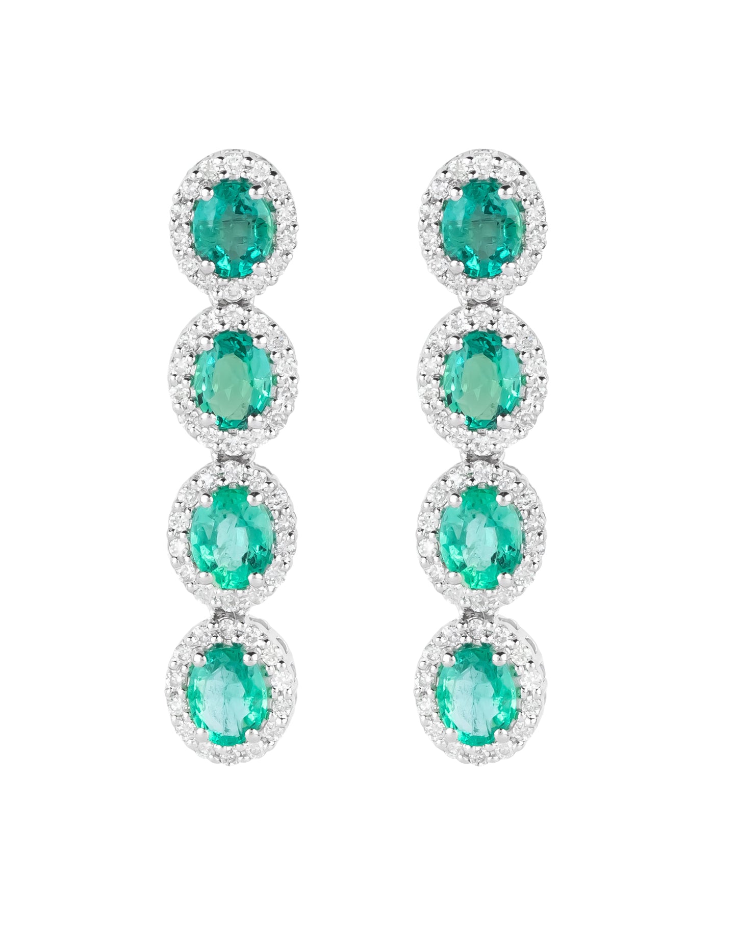 Emerald and Diamond Earrings 18K Yellow Gold 2.49 ct