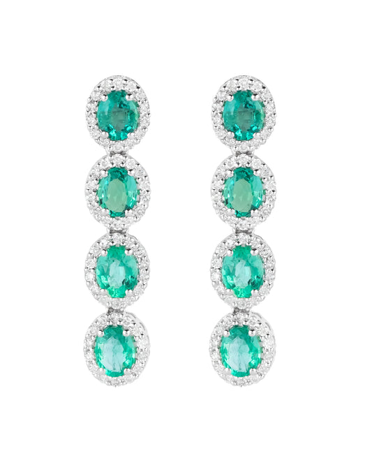 Emerald and Diamond Earrings 18K Yellow Gold 2.49 ct