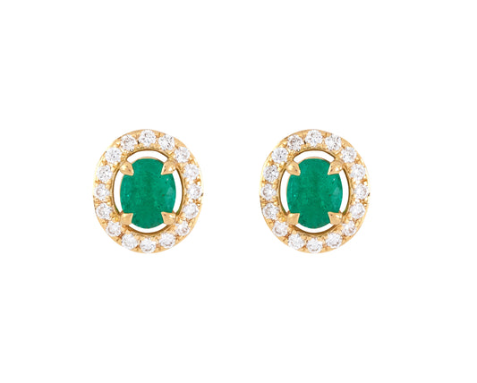 Earrings Emerald and Diamond 0.52 ct