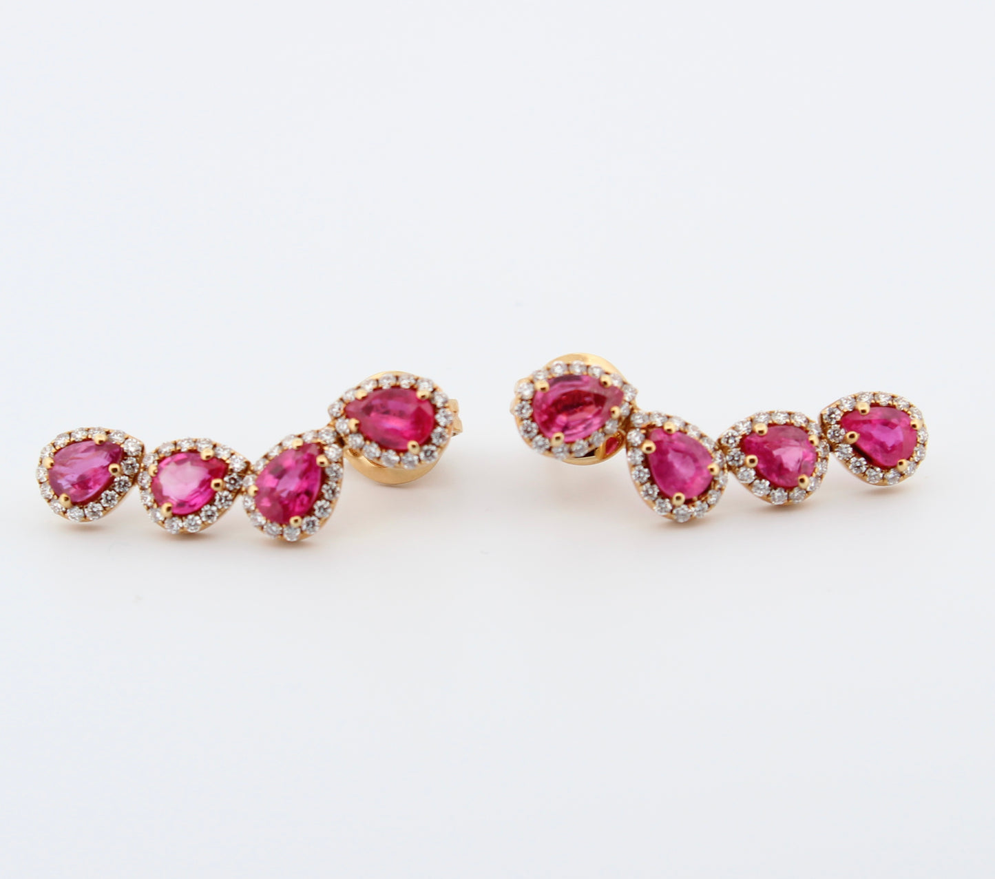 Earrings Ruby and Diamond 18k Yellow Gold 3.5 ct