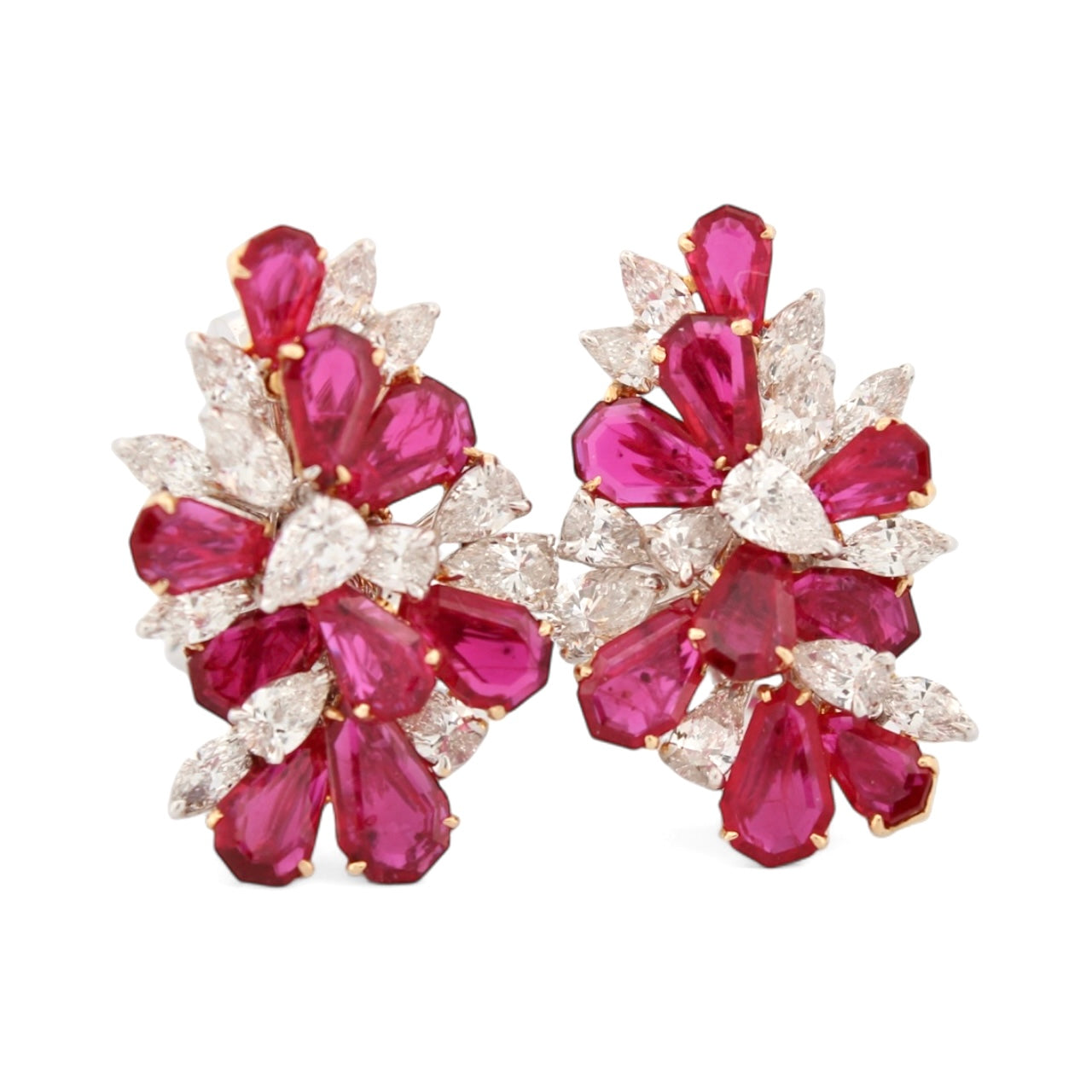 Earrings Ruby an Diamond 18k White Gold 5.30 ct