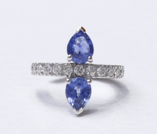 Ear Cuff Blue Sapphire 18k White Gold 0.65 ct