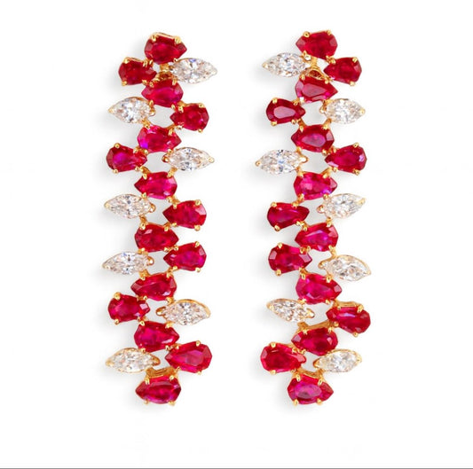 Earrings Ruby and Diamonds 18k Yellow Gold 4.53 ct