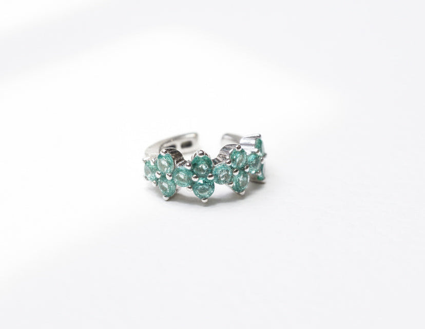 Ear Cuff 18k White Gold Emerald 0.86 ct