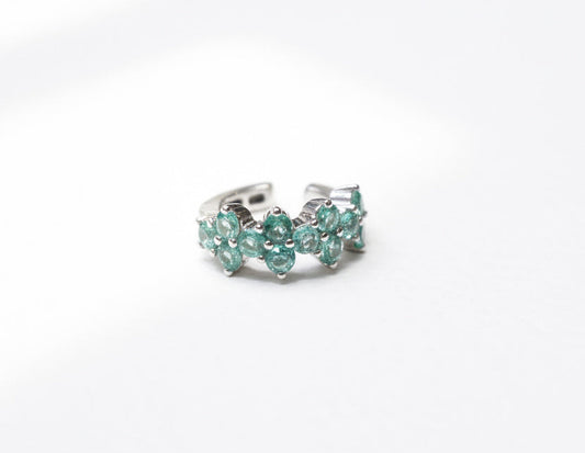Ear Cuff 18k White Gold Emerald 0.86 ct
