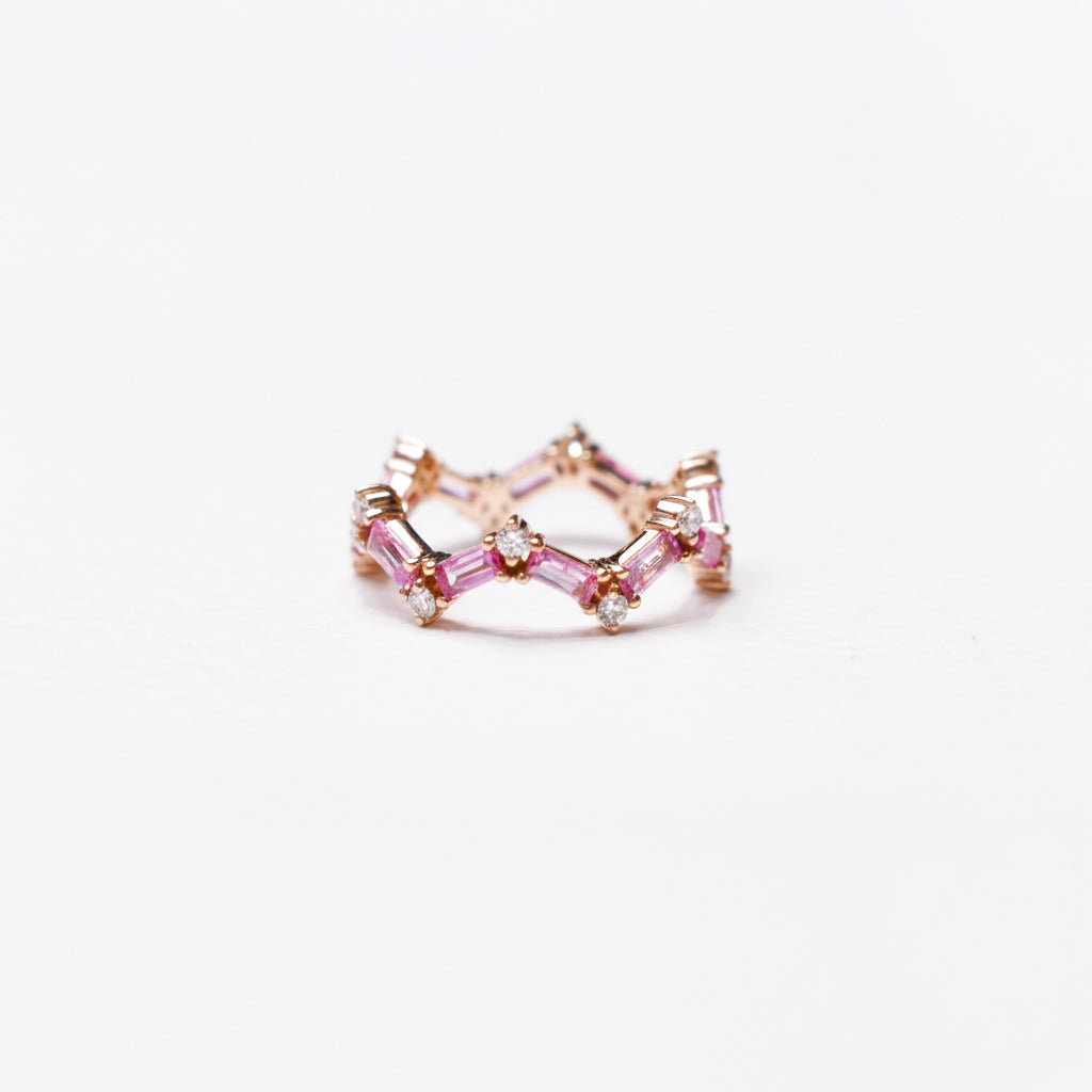Diamond Pink Sapphire Ring with Diamond 18k Yellow Gold 1.68 ct