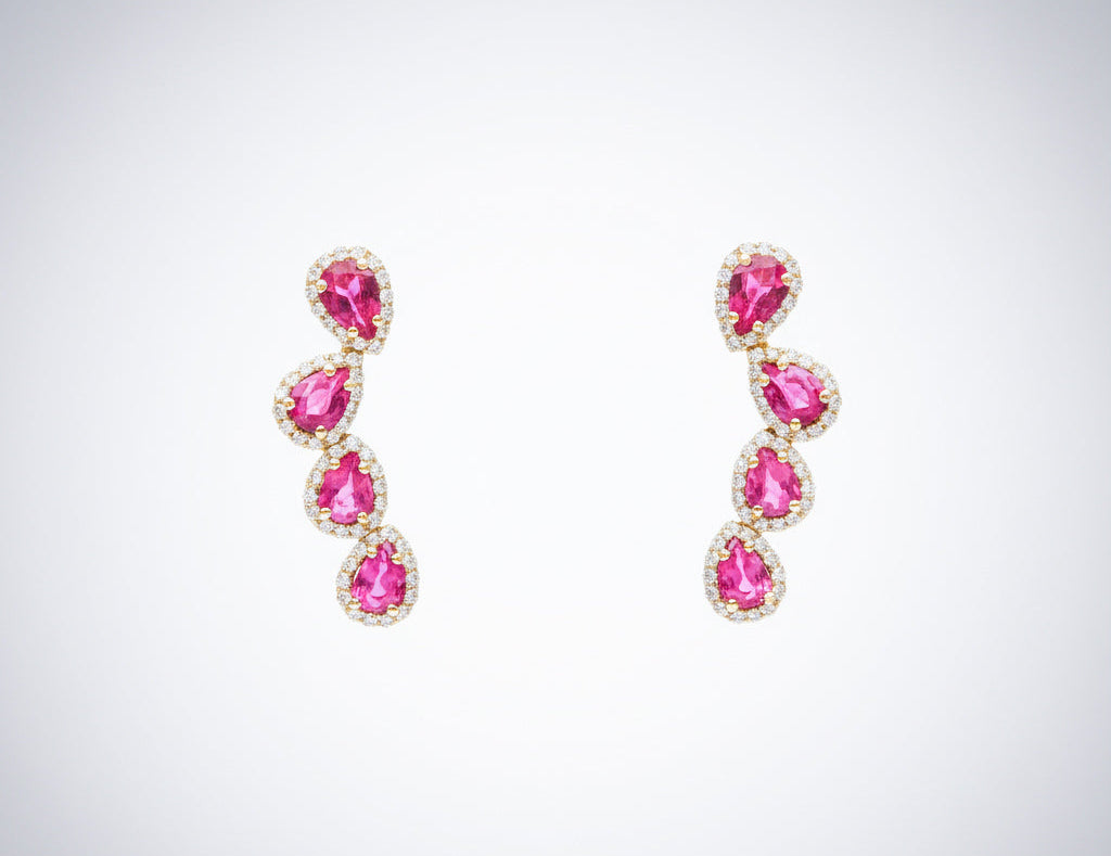 Earrings Ruby and Diamond 18k Yellow Gold 3.5 ct
