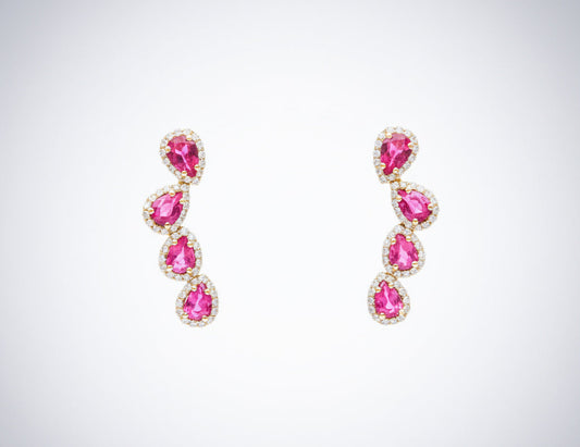 Earrings Ruby and Diamond 18k Yellow Gold 3.5 ct