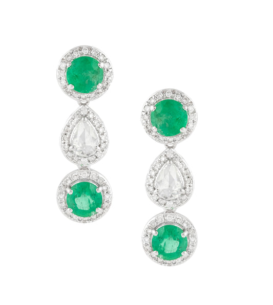 Earrings Emerald and Diamond 18k