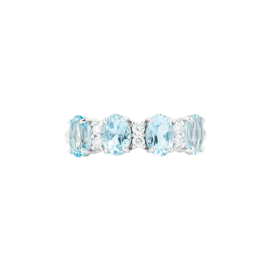Aquamarine and Diamond Ring 18K White Gold 1.69 ct