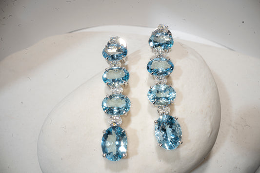 Earrings Aquamarine 18k White Gold 9.25 ct