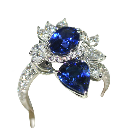 Blue Saphire Diamond Ring