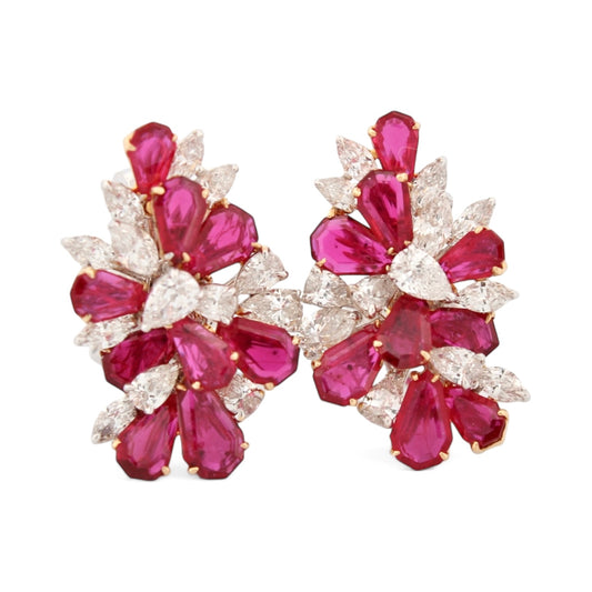 Earrings Ruby an Diamond 18k White Gold 5.30 ct