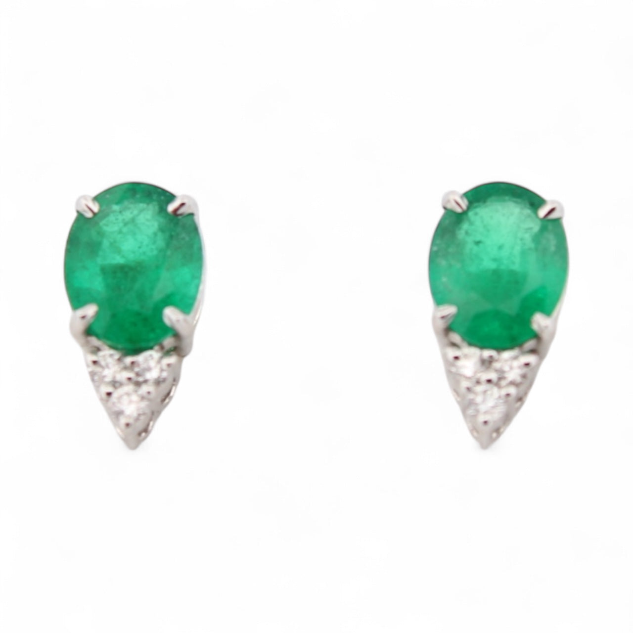 Earrings Emerald 18k White Gold 1.7 ct