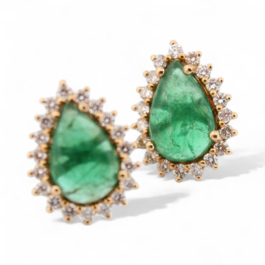 Earrings Emerald  18K Yellow Gold 1.21 ct