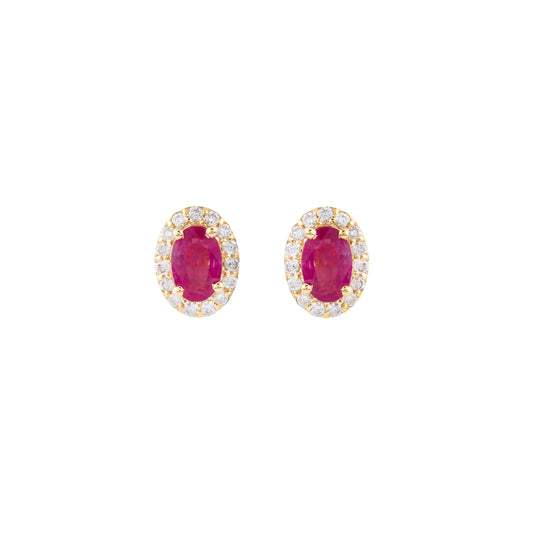 Earrings Ruby and Diamond 18k Yellow Gold 0.88 ct
