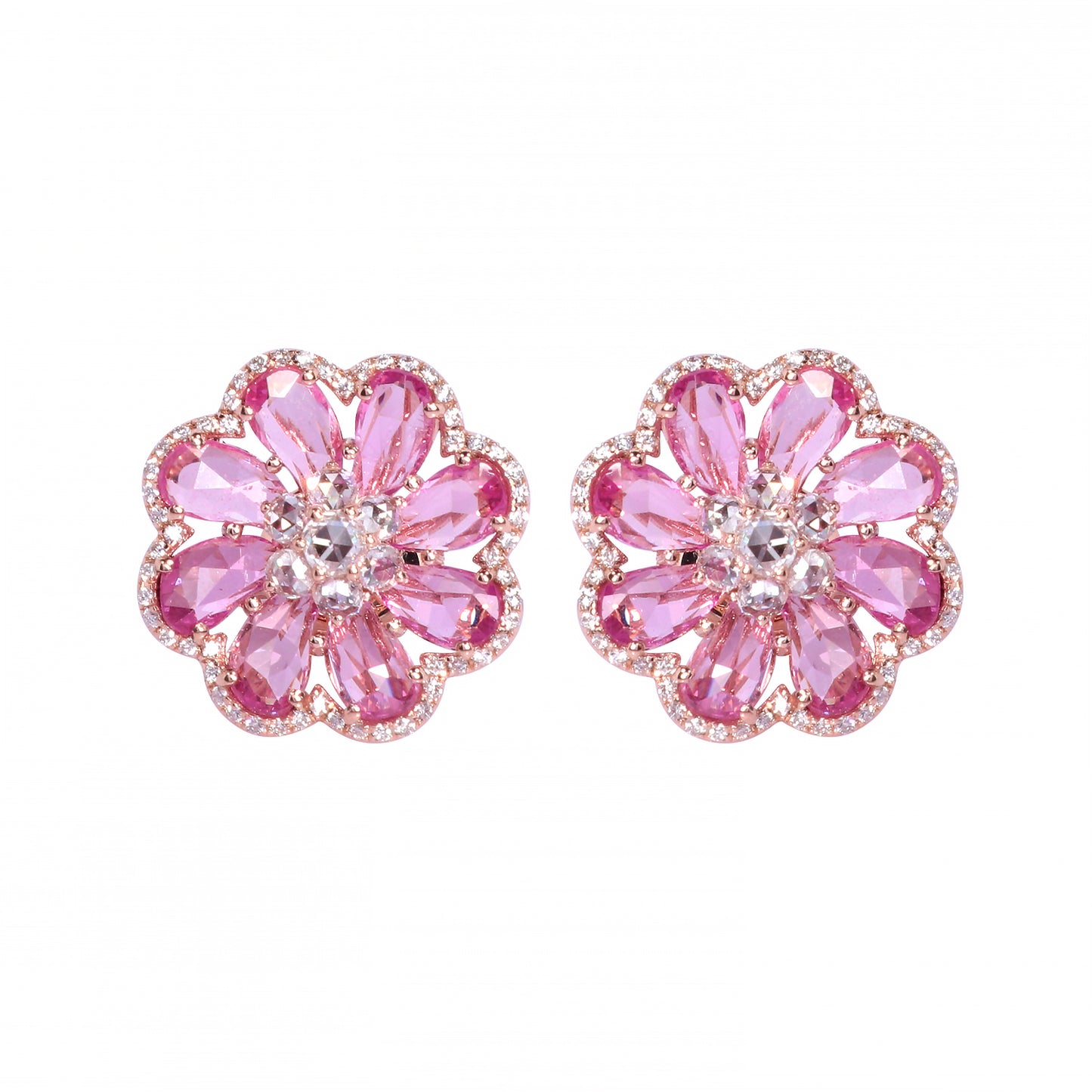 Pink Sapphire Diamond Earrings