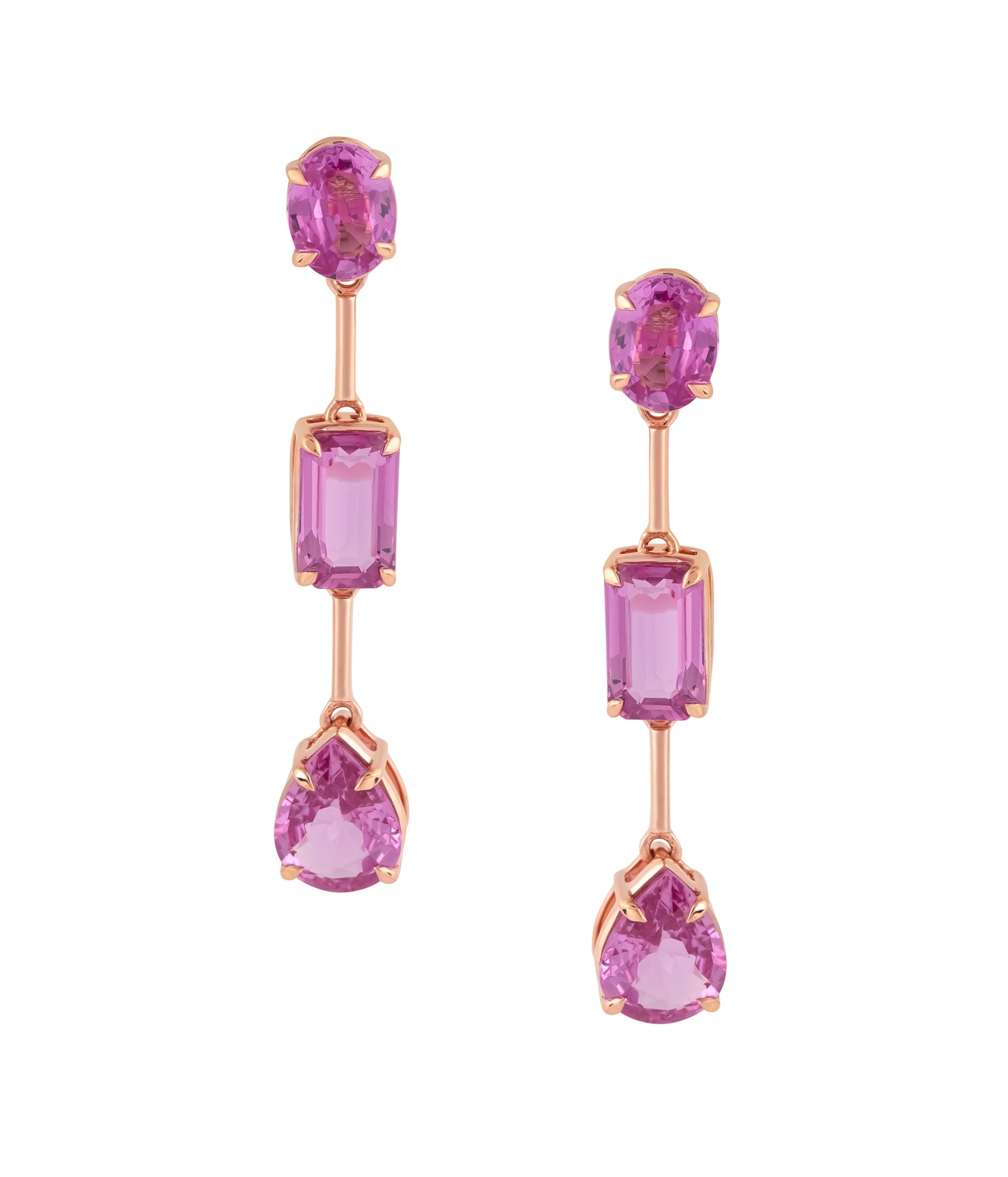Pink Sapphire Diamond Earrings