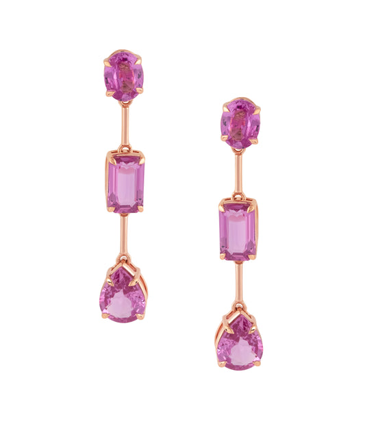 Pink Sapphire Diamond Earrings