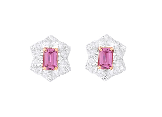 Diamond Pink Sapphire Earing