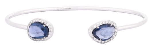 Bracelet Blue Sapphire and Diamonds 18k White Gold 3.88 cts