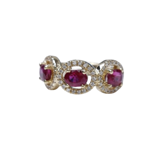 Ear Cuff Ruby and Diamonds