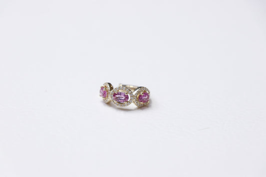 Ear Cuff Pink Sapphire and Diamonds 18k Yellow Gold 0.83 cts