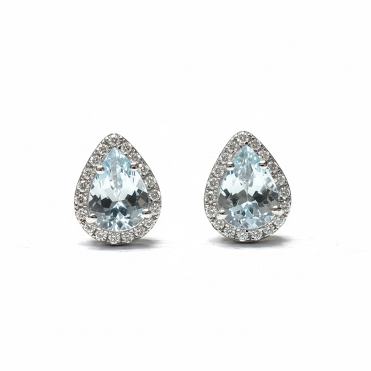 Aquamarine Earring 18k White Gold 1.35 ct