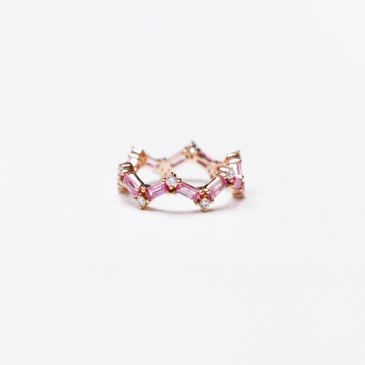 Diamond Pink Sapphire Ring with Diamond 18k Yellow Gold 1.68 ct