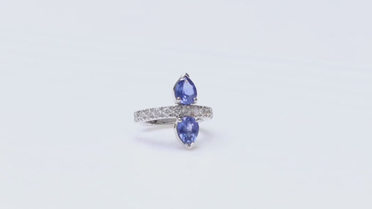 Ear Cuff Blue Sapphire and Diamonds 18k White Gold 0.65 cts